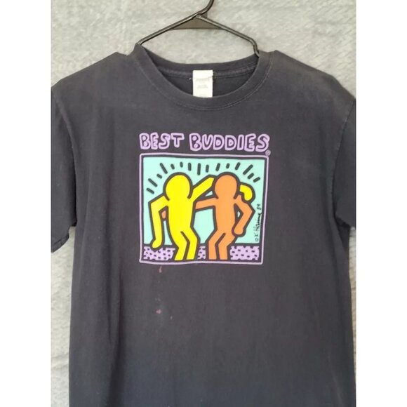 Vintage 1989 Keith Haring Best Buddies Art T-shirt Youth L Black Short Sleeve Su - Picture 7 of 11